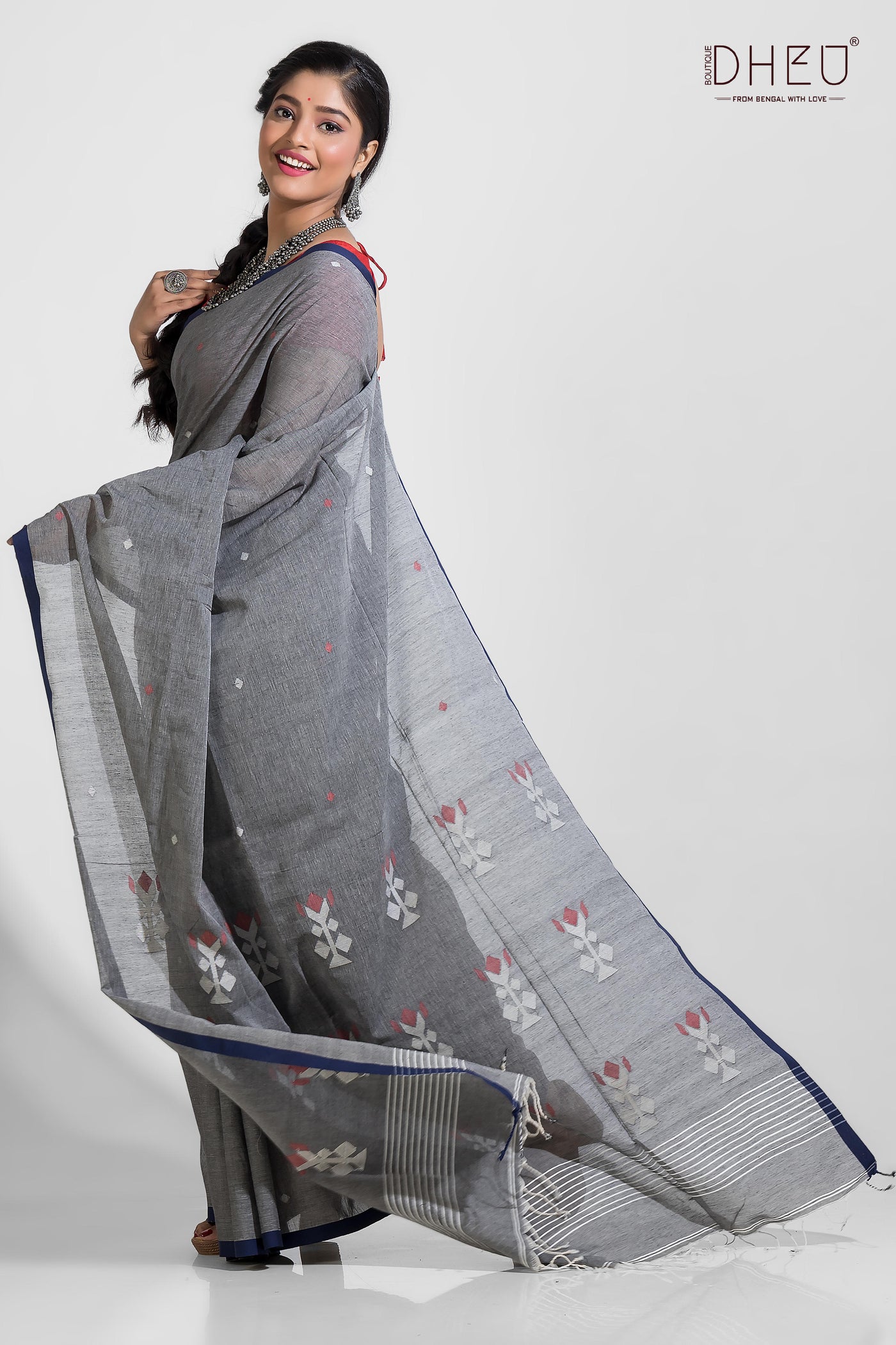 Brahmani - Pure Khadi Jamdani Saree