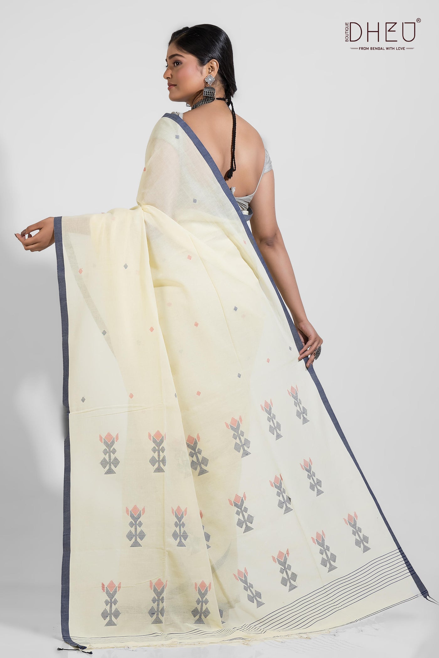 Sindh - Pure Khadi Jamdani Tangail Saree