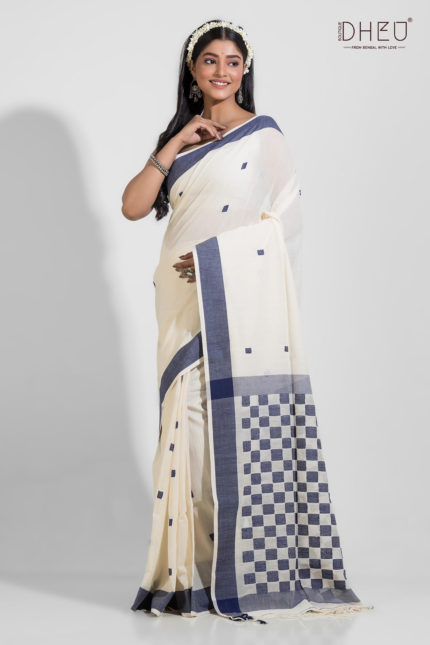 Yamuna - Pure Khadi Jamdani Tangail Saree