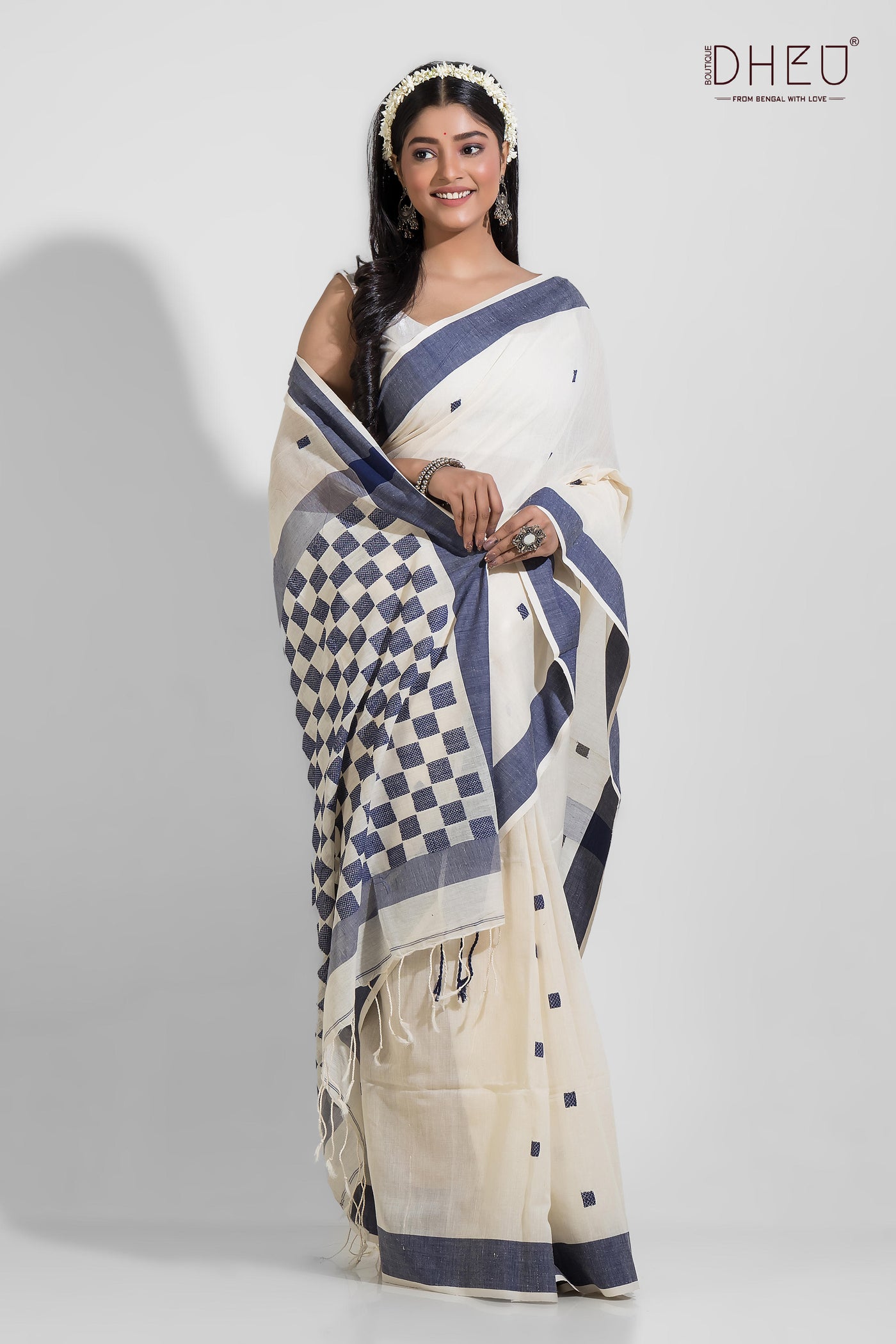 Yamuna - Pure Khadi Jamdani Tangail Saree