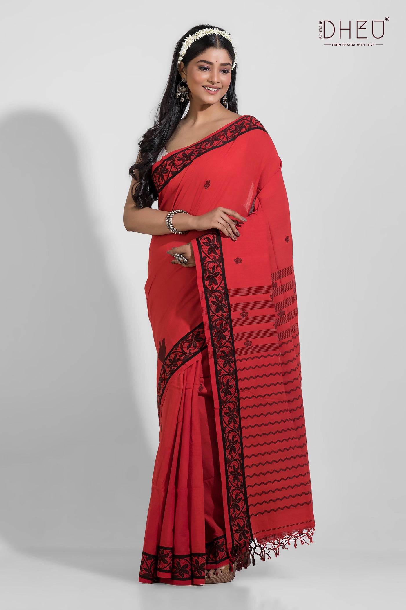 Chenab-Pure Khadi Jamdani Buti Tangail Saree