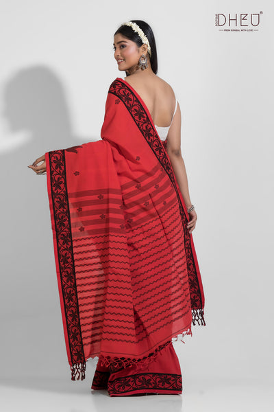 Chenab-Pure Khadi Jamdani Buti Tangail Saree