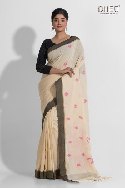 NohKaLikai - Pure Khadi Jamdani Cotton Saree