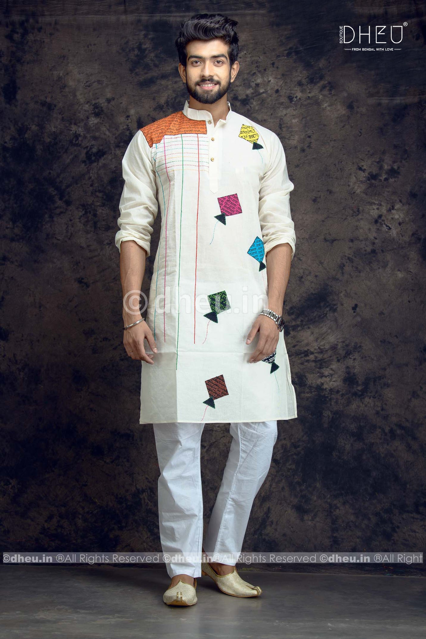 Applique Kite Kurta for Men