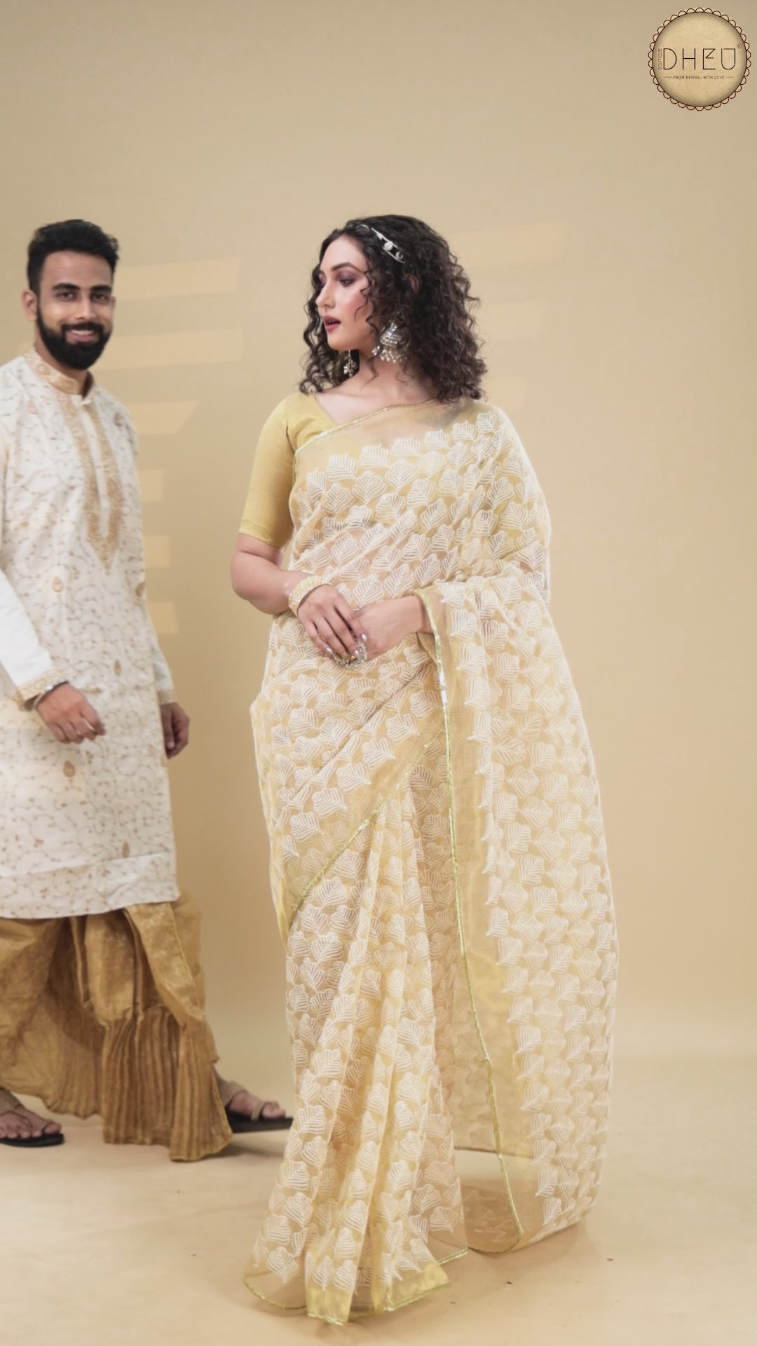 Designer Saree & Kurta Couple Set