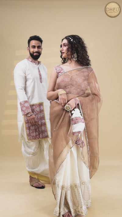 Rajlakshmi O Srikanta-Designer Mekhela Couple Set