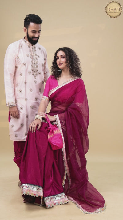 Designer Mekhela & Kurta Couple Set