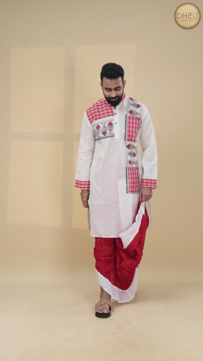 Designer Handprinted Kurta Dhoti(Optional) Set