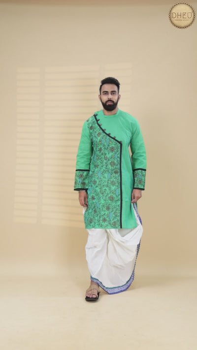 Designer Handprinted Kurta Dhoti(Optional) Set