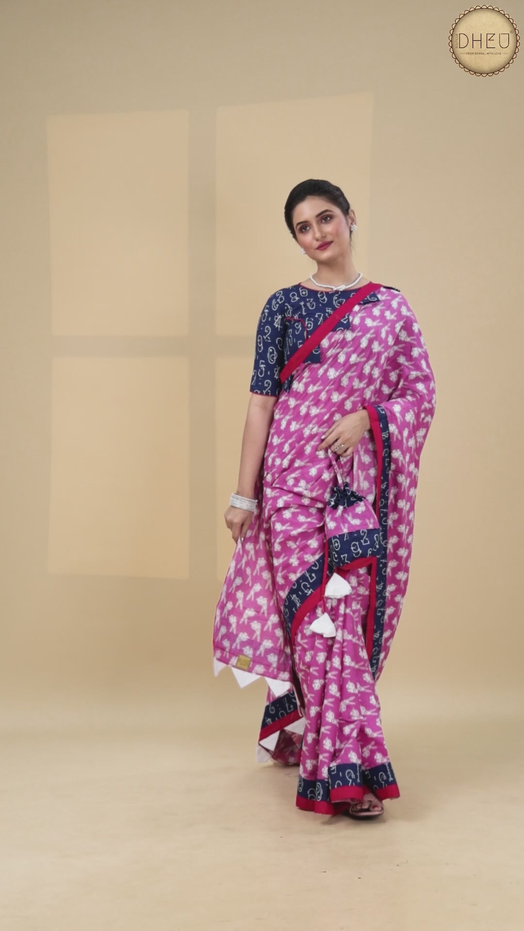 Ajrakh Printed Pure Cotton Saree