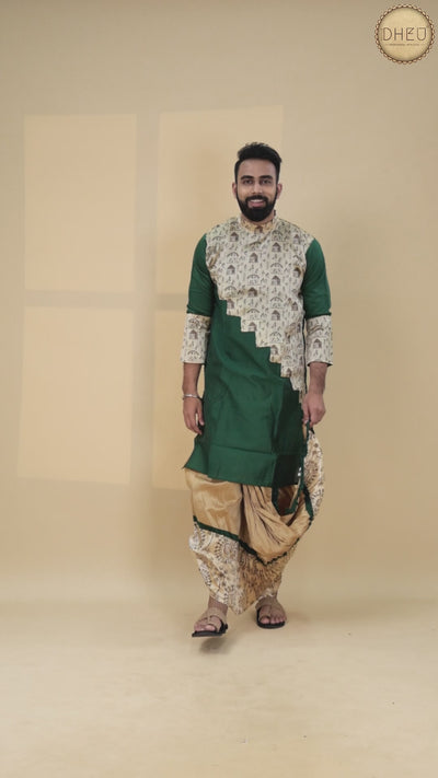 Exclusive Designer Silk Kurta & Dhoti(Optional) Set