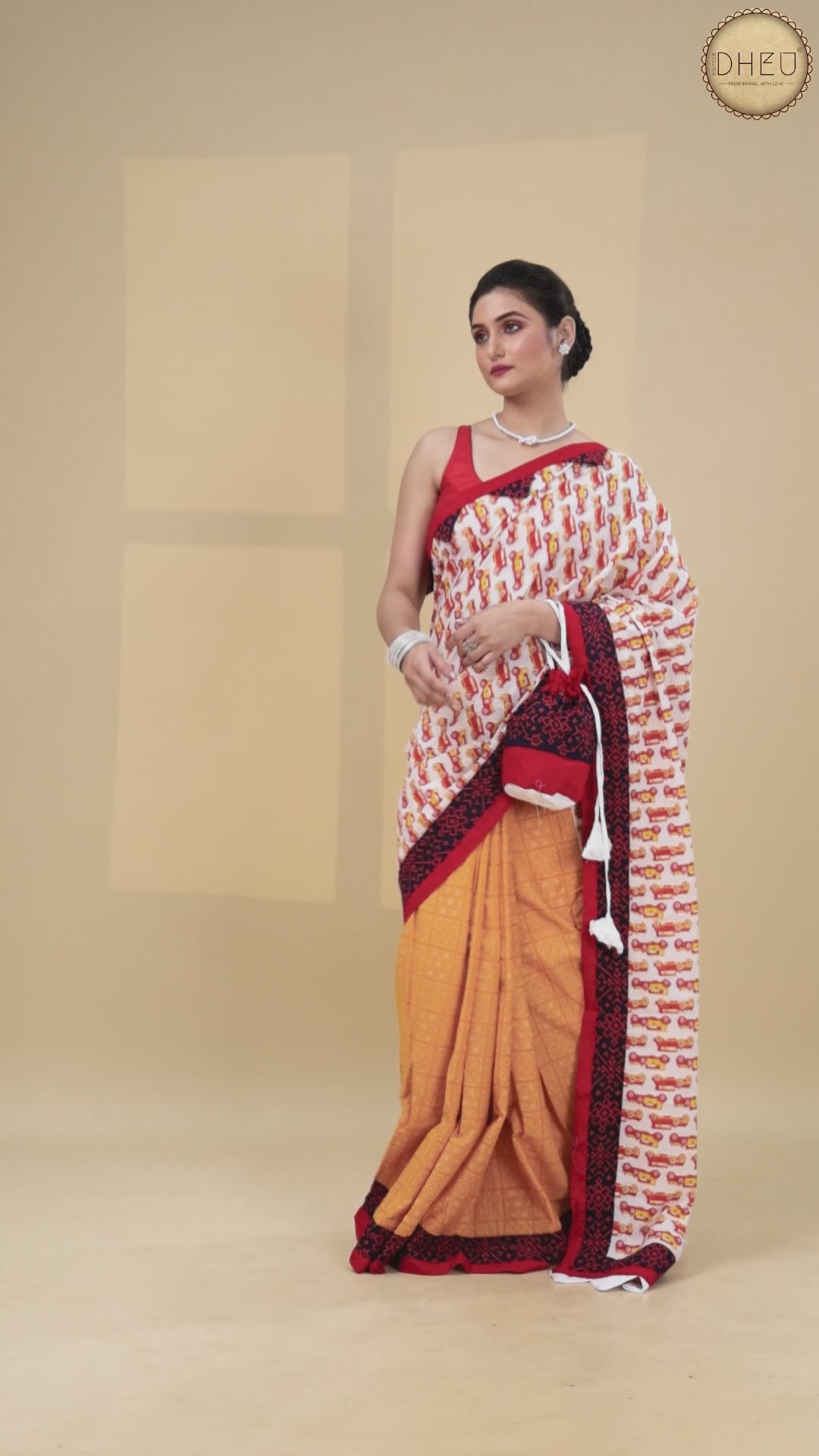 Ajrakh Printed Pure Cotton Saree