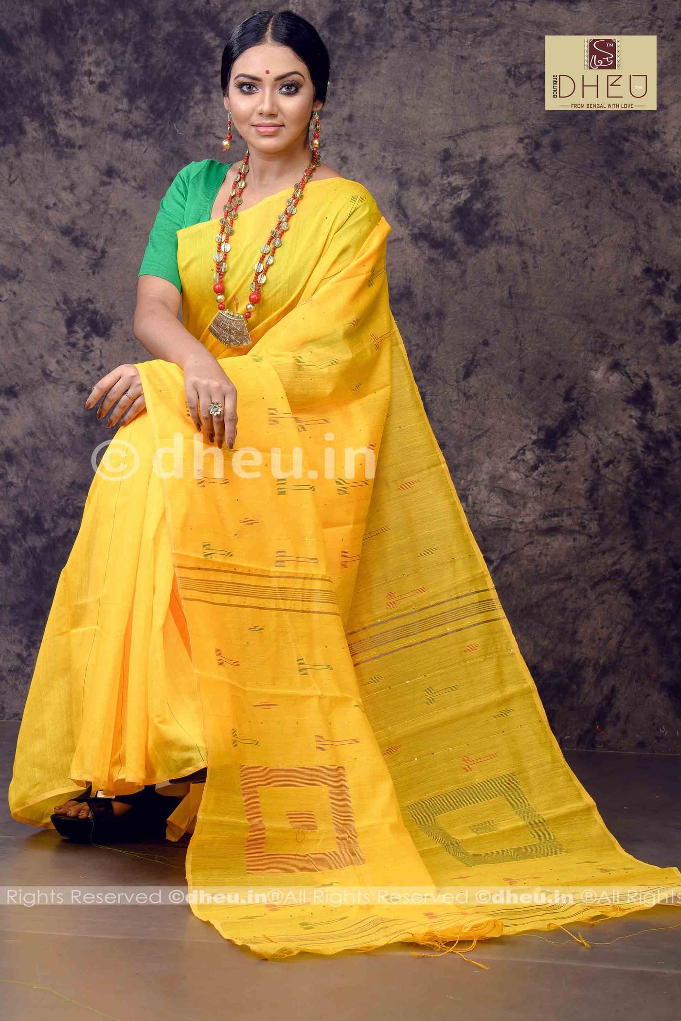 Handloom Silk Sequence Saree - Boutique Dheu