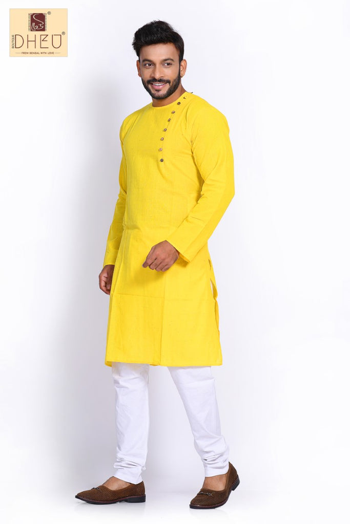 Yummy Yellow Cotton Kurta for Men BDK4002 Dheu